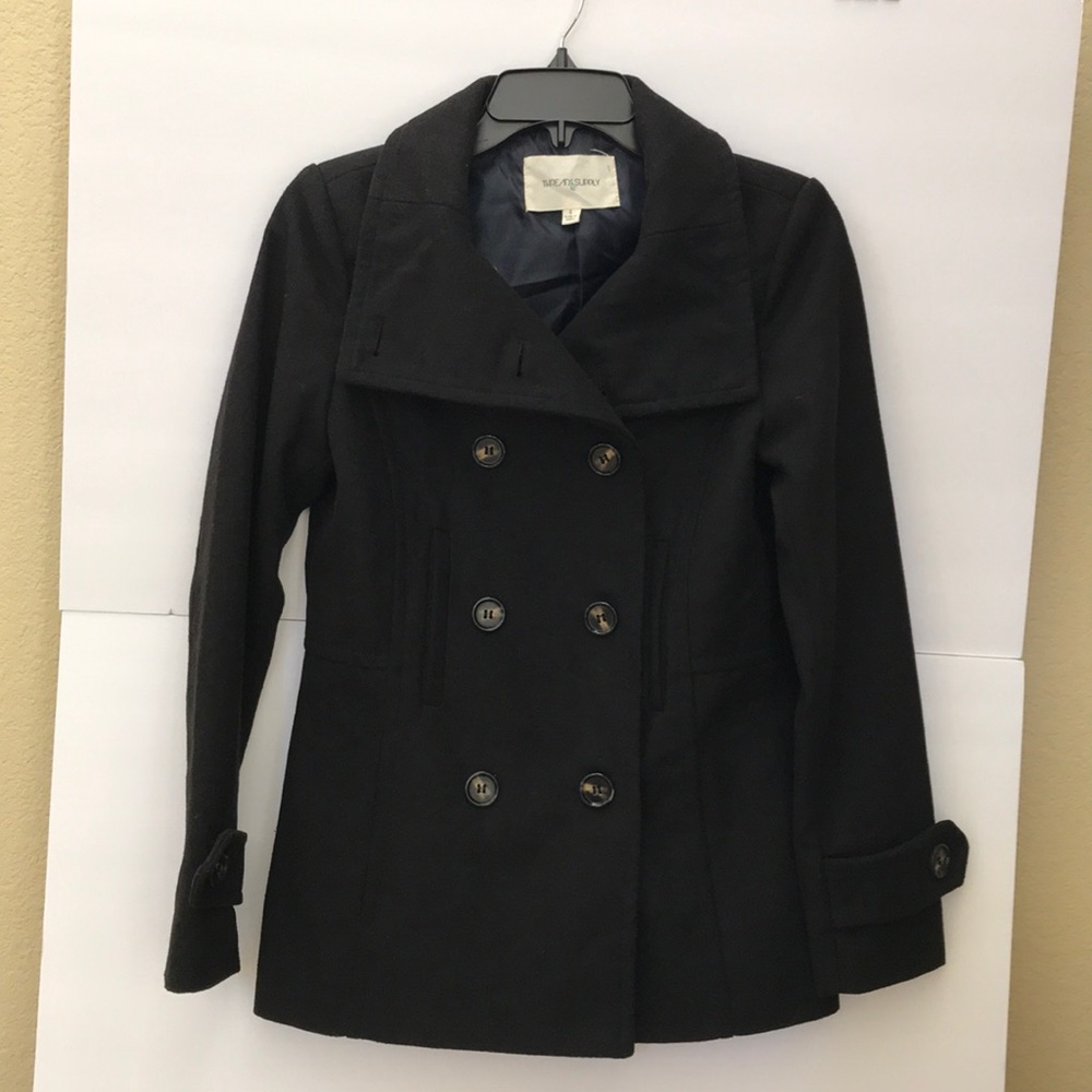 THREAD & SUPPLY Double Breasted Peacoat, Black